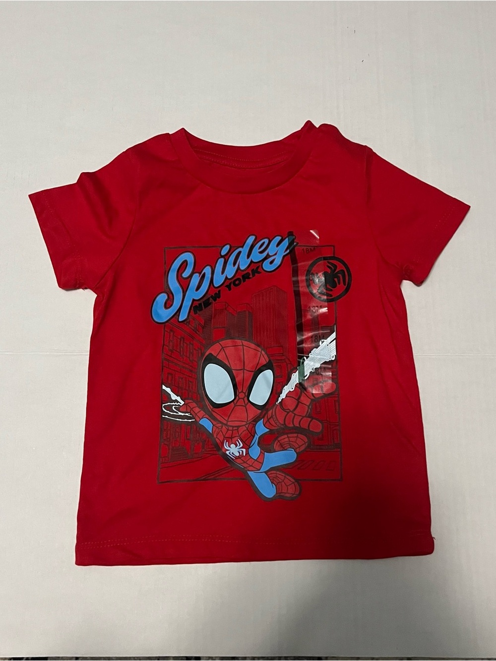 Marvel Red Spidey Graphic Tee with Blue Accents